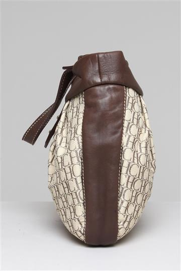 Bolsa Carolina Herrera Monograma logo dourado Marrom
