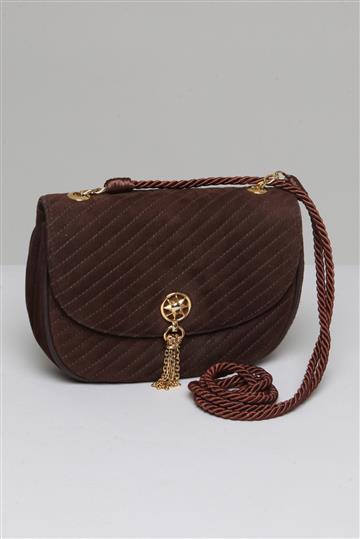 Bolsa  Suede com Pingente Marrom