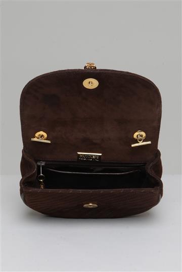 Bolsa  Suede com Pingente Marrom