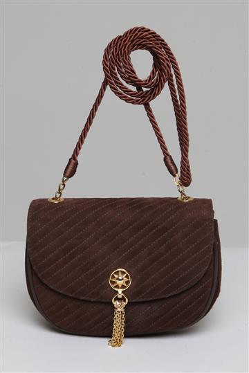Bolsa  Suede com Pingente Marrom