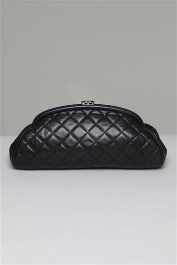 Bolsa Chanel Clutch Timeless Couro Preta