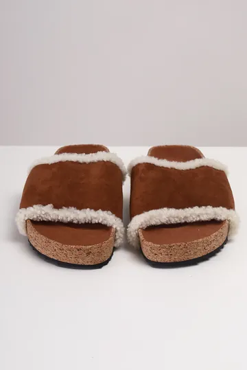 Flat James Perse Slide Marrom