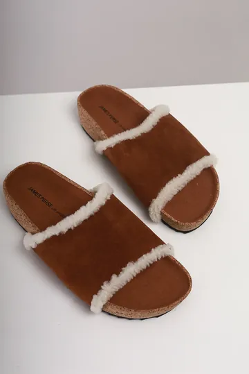 Flat James Perse Slide Marrom