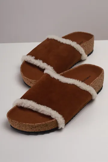 Flat James Perse Slide Marrom