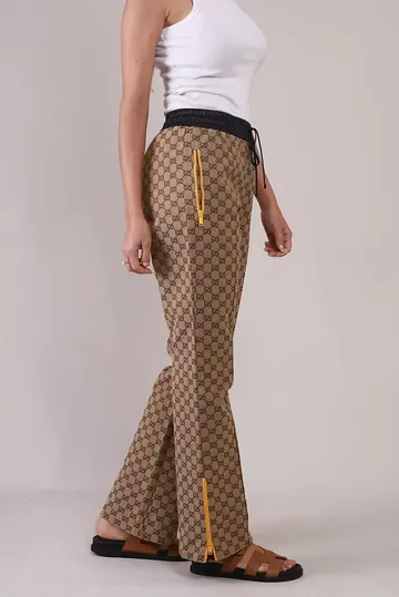 Calça Gucci Jacquard Monograma GG Bege