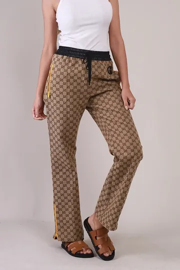 Calça Gucci Jacquard Monograma GG Bege