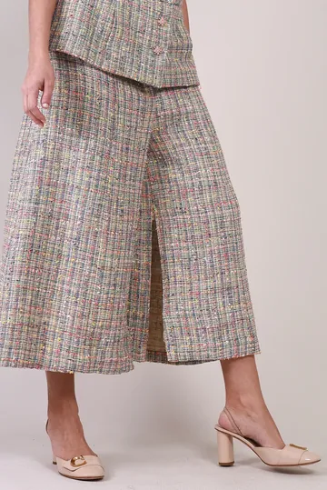 Conjunto Chanel Colete e Calça Tweed Colorido