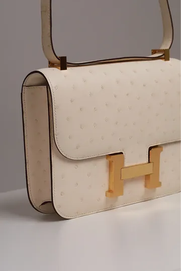 Bolsa Hermès Constance 24 Avestruz Beton Creme