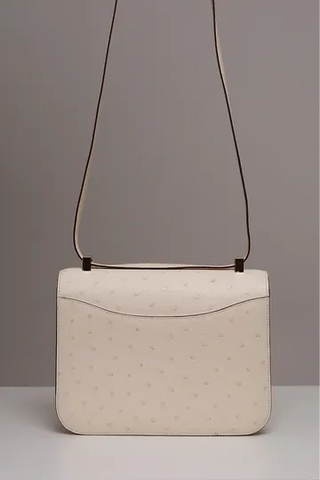 Bolsa Hermès Constance 24 Avestruz Beton Creme