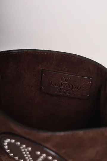 Bolsa Valentino Nellcôte Franjas Camurça Marrom