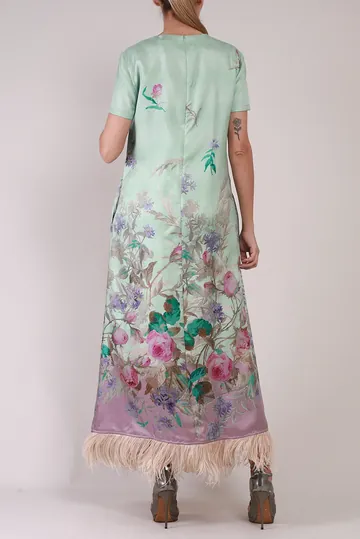 Vestido La DoubleJ Floral Plumas Verde