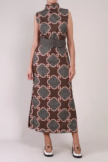 Vestido Allmost Vintage Quadriculado Cinto Cinza