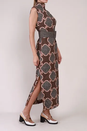 Vestido Allmost Vintage Quadriculado Cinto Cinza