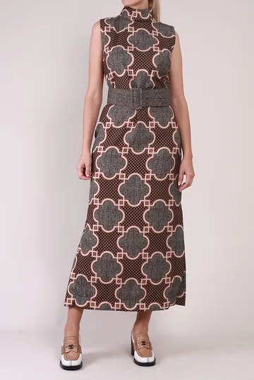 Vestido Allmost Vintage Quadriculado Cinto Cinza