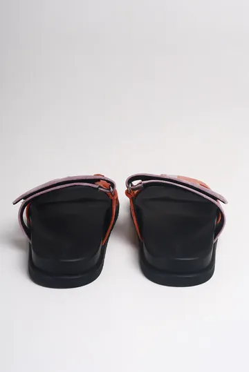 Sandália Hermès Chypre Veludo Terracota