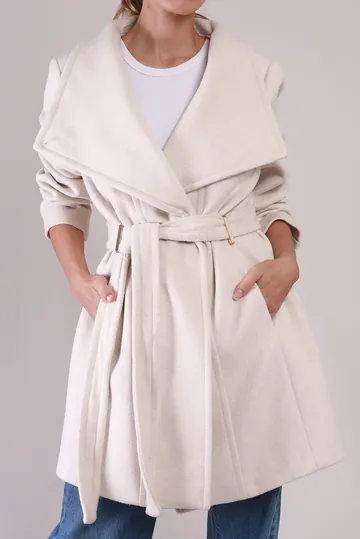 Casaco Calvin Klein Mantô Lã Off-White