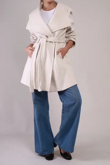 Casaco Calvin Klein Mantô Lã Off-White
