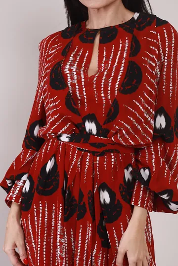 Vestido Achados da New Altuzarra Evasê Faixas Vermelho