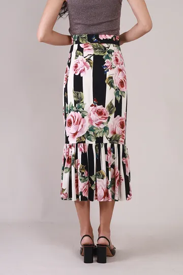 Saia Dolce & Gabbana Listras e Flores Off-White