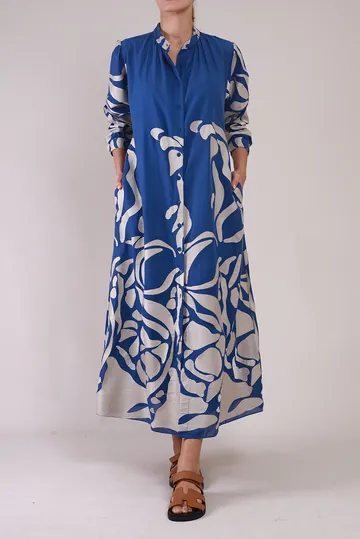 Vestido Cris Barros Bordado Longo Azul