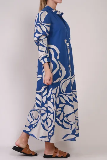 Vestido Cris Barros Bordado Longo Azul