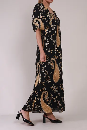 Vestido Cris Barros Bordados Dourados Preto