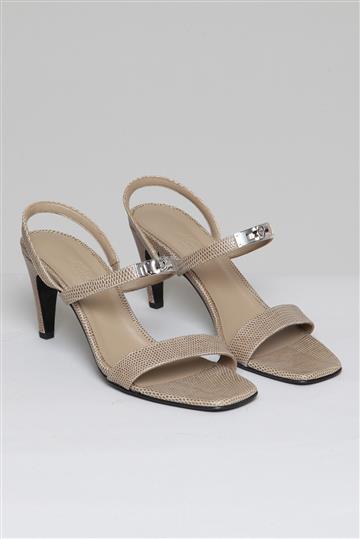 Sandália Hermès Glamour 95 Lizard Cinza