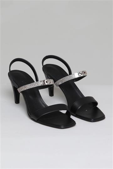 Sandália Hermès Glamour 75 Lizard Preta