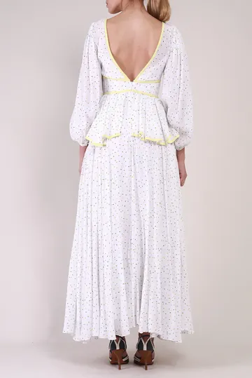 Vestido Staud Longo Babado Algodão Branco