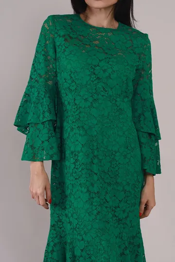 Vestido Carolina Herrera Midi Renda Verde
