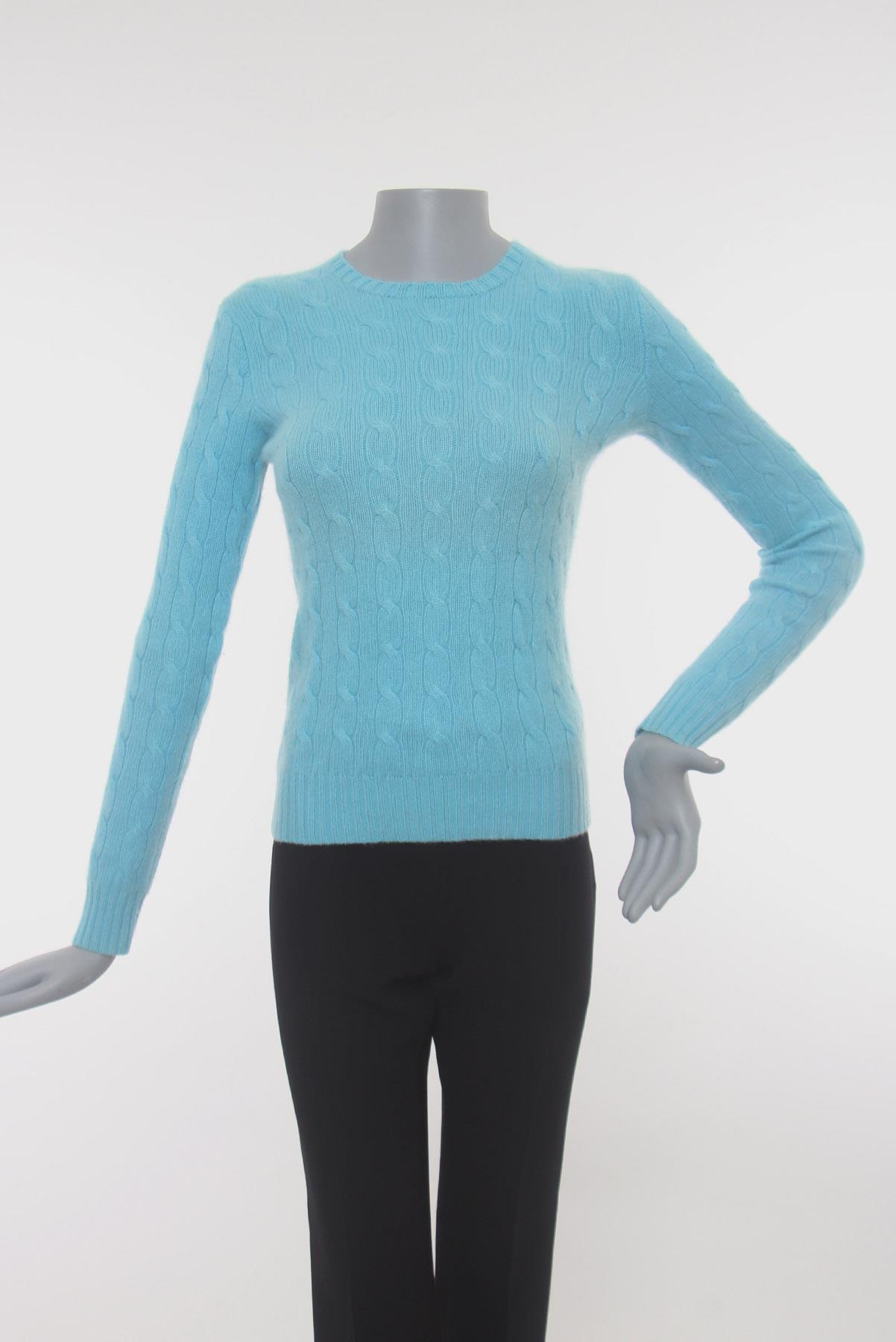 Sueter Ralph Lauren Cashmere Tranças Azul