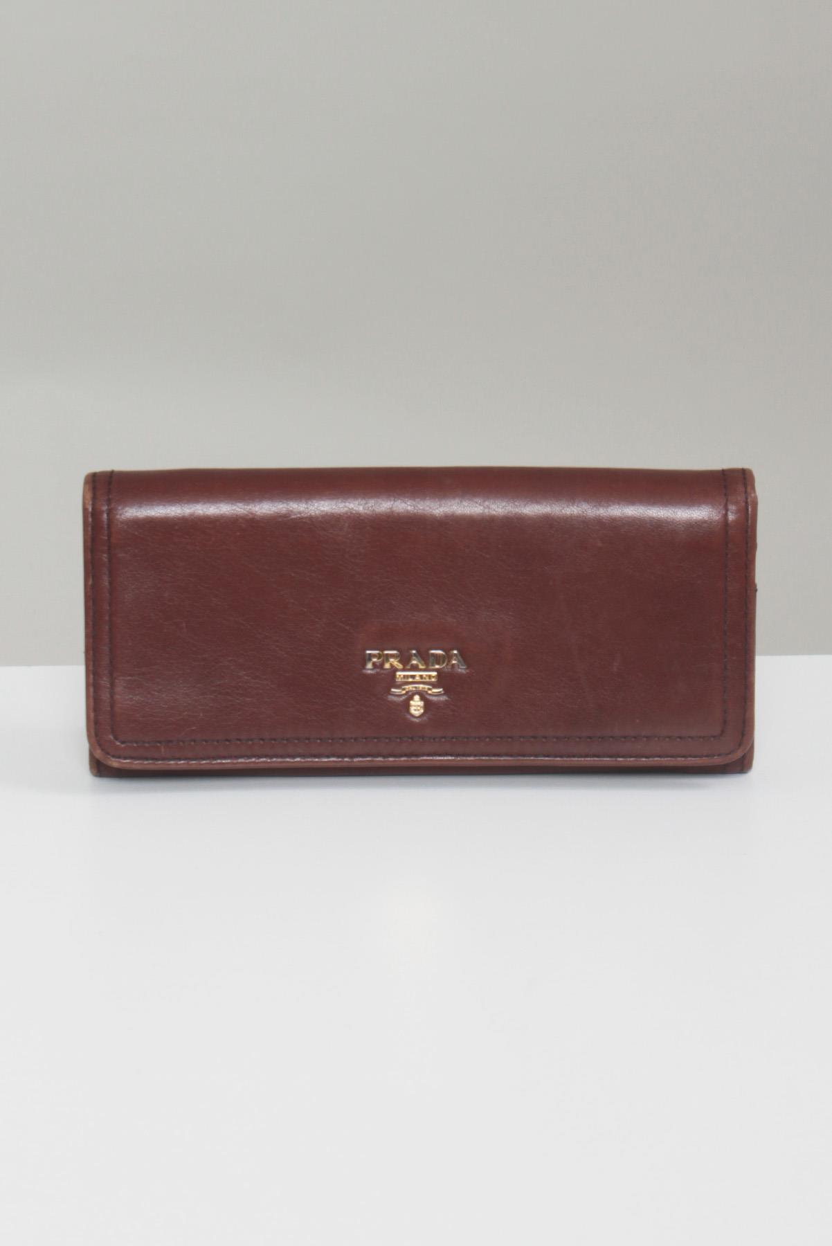 Carteira Prada Couro Marrom