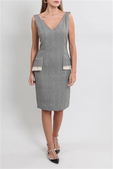 Vestido Christian Dior Pied Poule Cinza