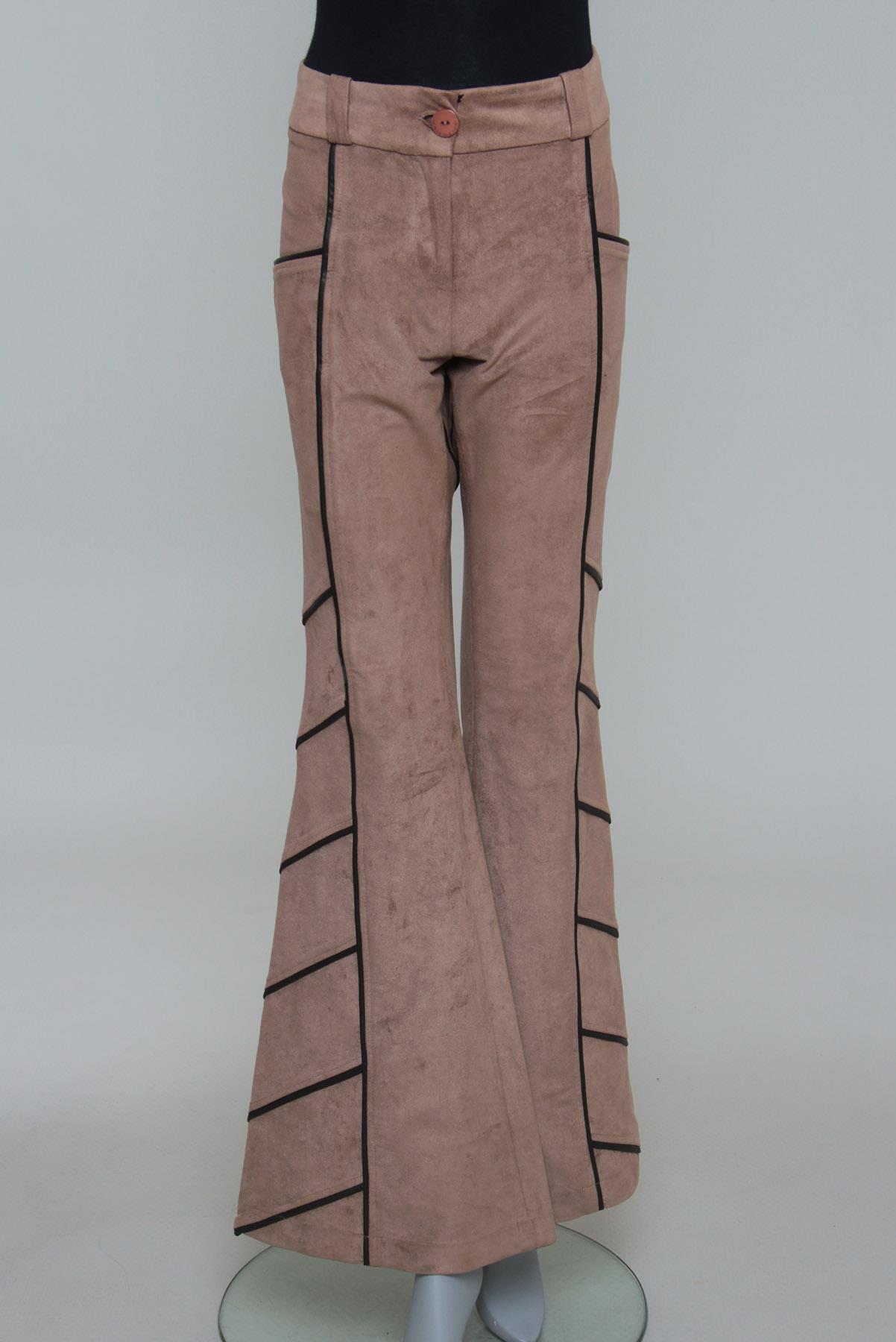 Calça A. Niemeyer Suede e couro Marrom