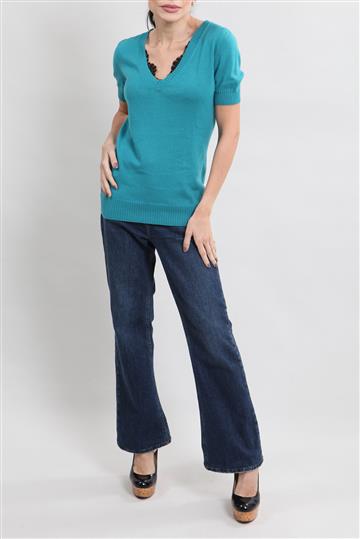 Blusa Gucci Cashmere e renda Azul