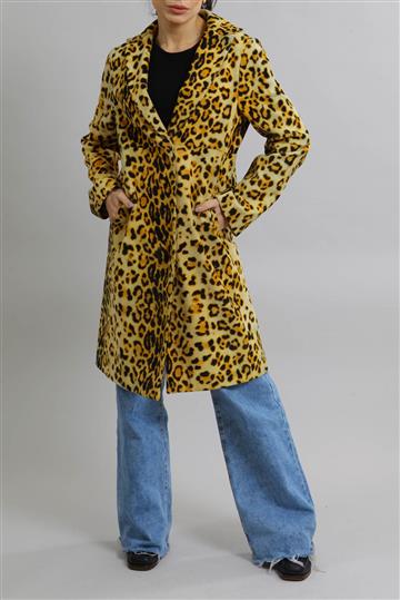 Casaco Sobretudo Adele Fado animal Print Amarelo