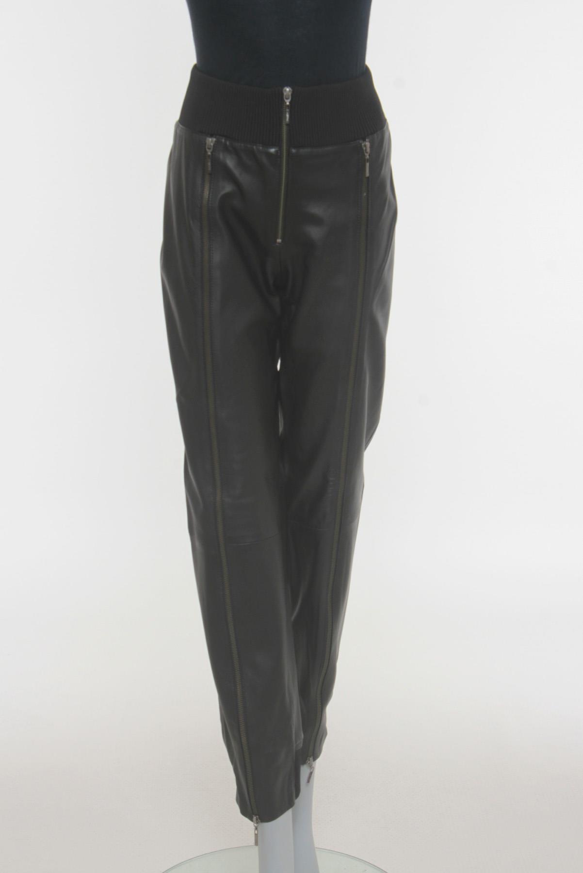 Calça Cruise Couro Ziper Preto