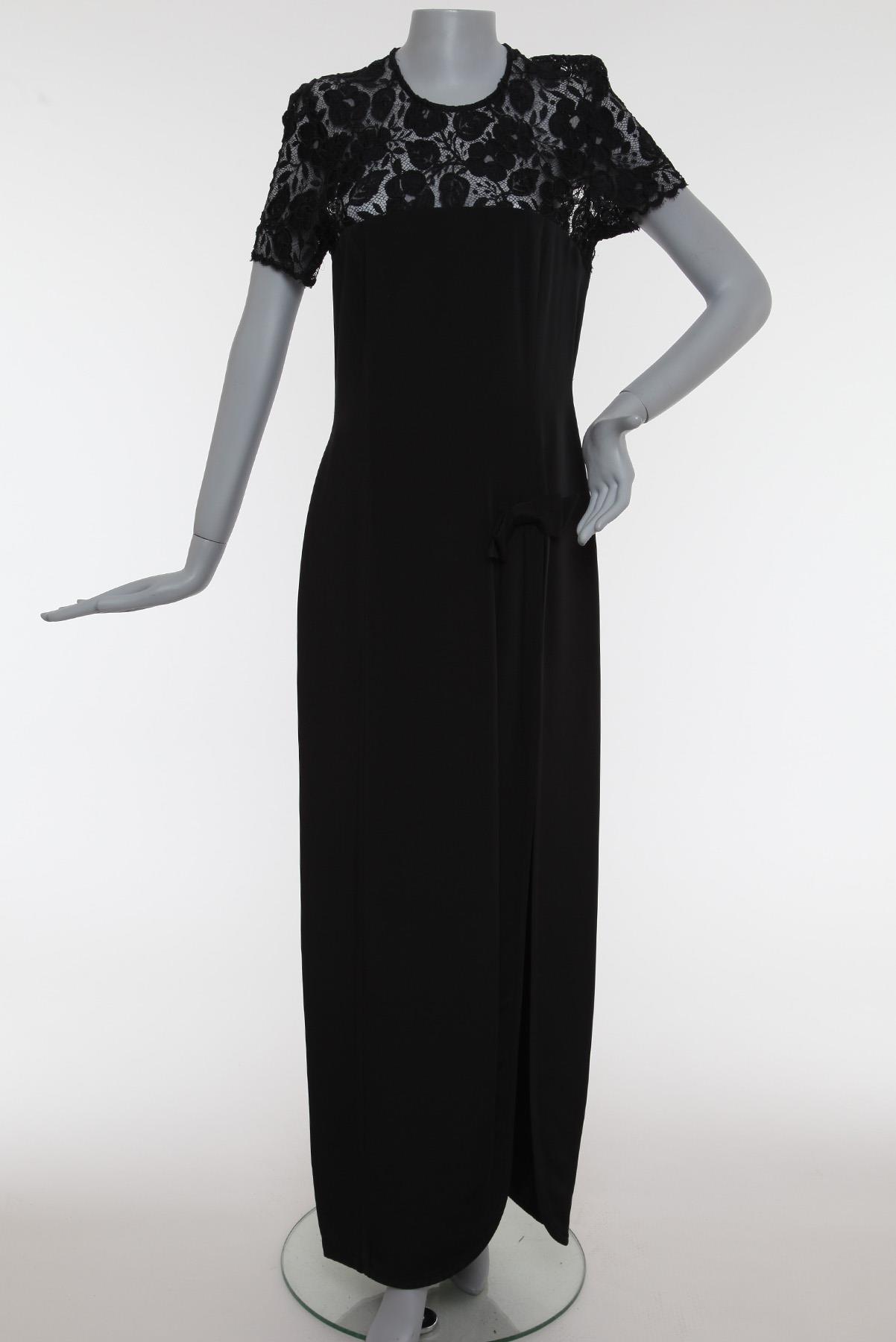 Vestido Fenda Laço Preto