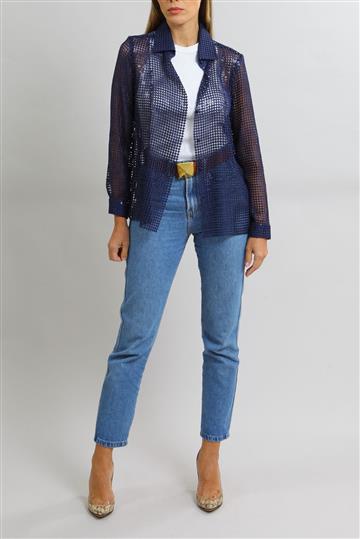 Camisa  Madalena Guedes Bordada Azul