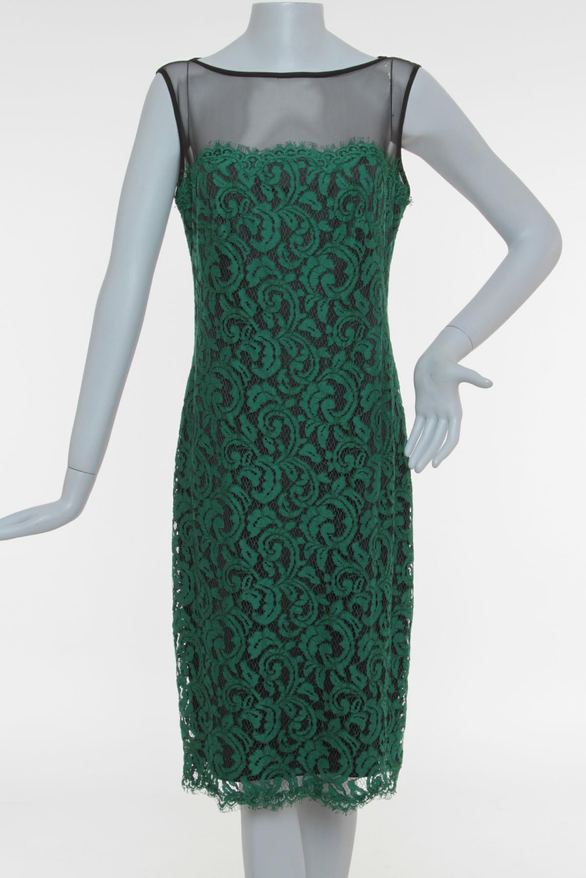 Vestido Tadashi Shoji Renda Verde