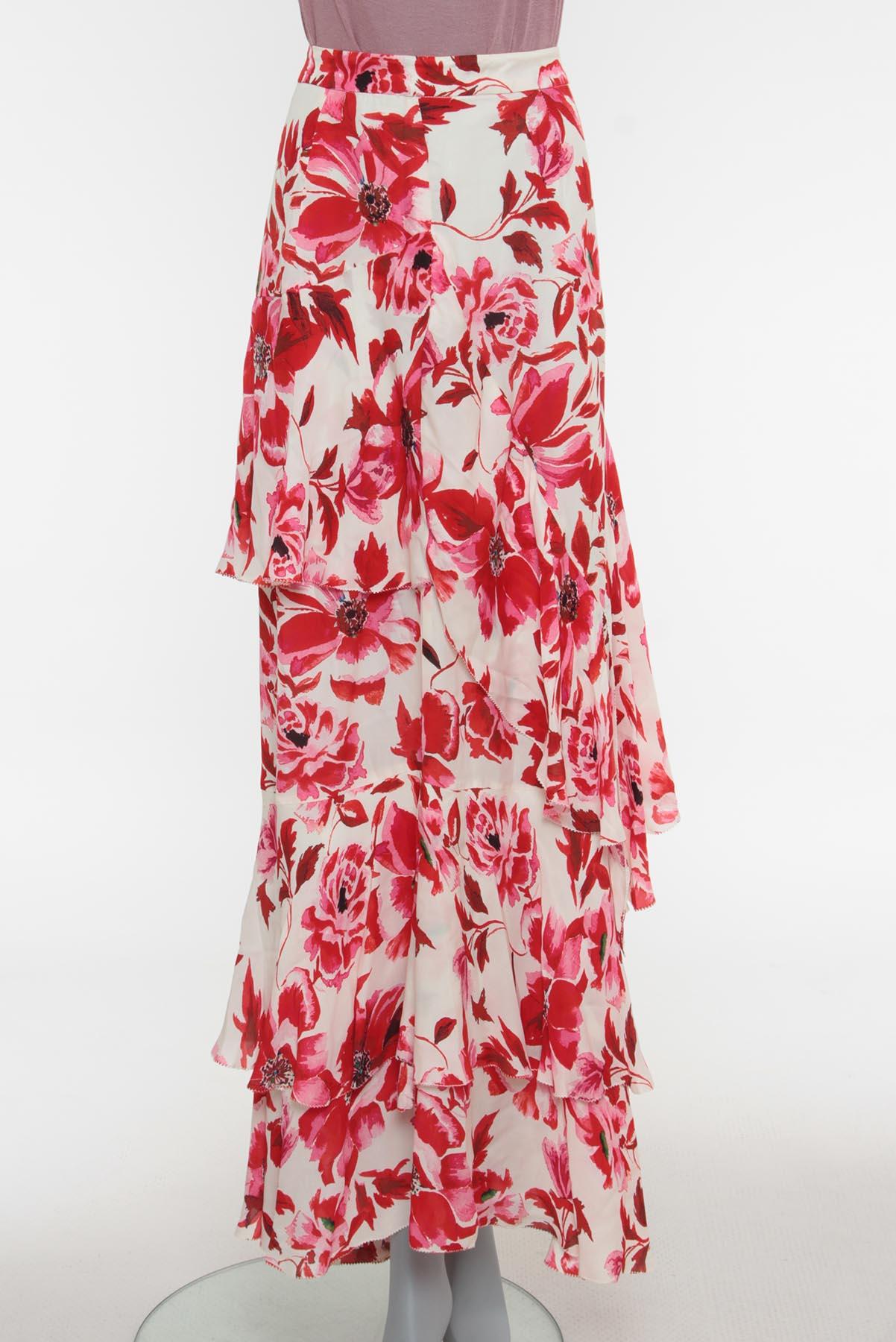 Saia Intermix Floral Vermelho