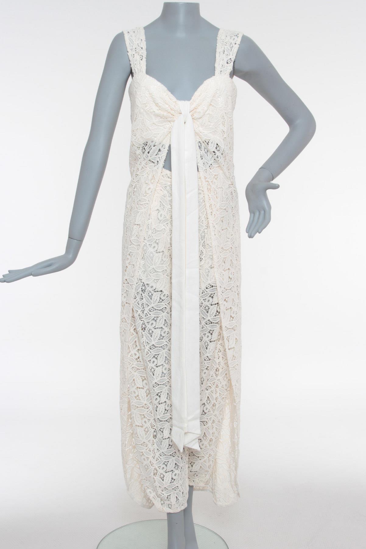 Macacão Cris Barros Renda Creme