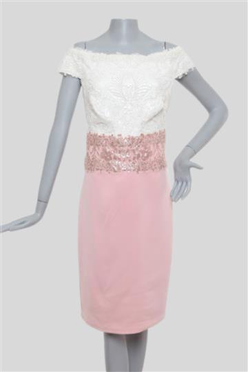 Vestido Tadashi Shoji Renda  Paetês Branco