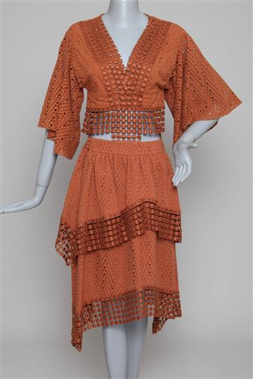 Conjunto Paula Raia Laise Body / Saia Terracota