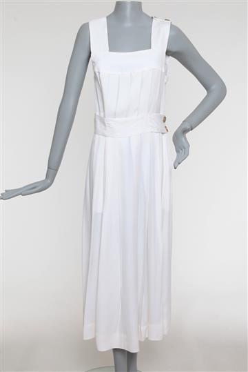 Vestido Cruise Pregas  Seda Off-White