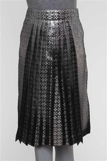 Saia Max Mara Metalizada Com Pregas Prateado