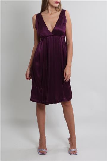 Vestido Miu Miu Seda Pregas Roxo