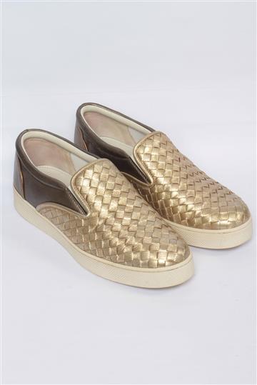 Tênis Bottega Veneta Tressê Slip on Dourado