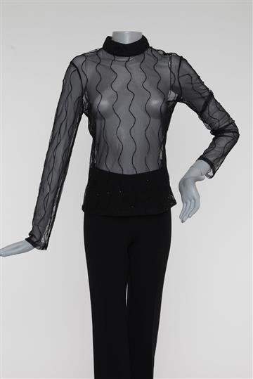 Blusa Bordada Transparência Preta