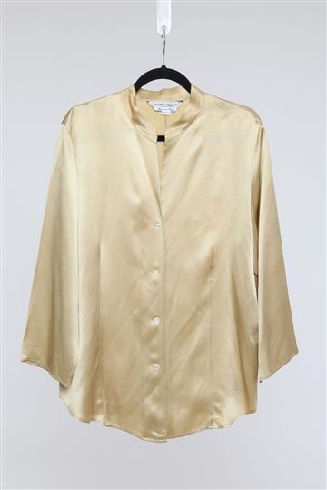 Camisa Marina Rinaldi 100% Seda Dourado